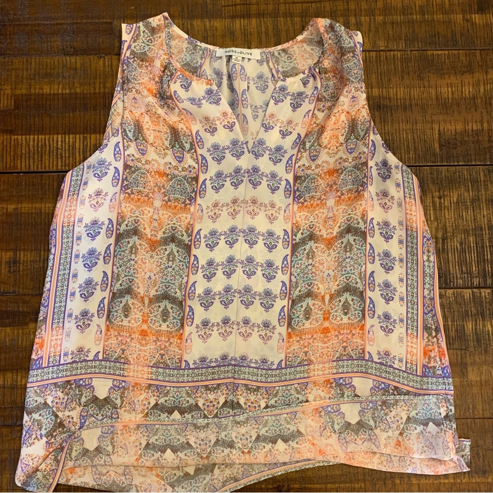 Rose & Olive Sheer Pattern Top